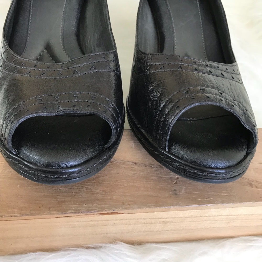 NURTURE Black “Sally” Leather Peep Toe Heel Sz 9.5 - Picture 3 of 6